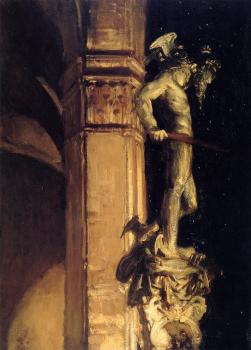 約翰 辛格 薩金特 Statue of Perseus by Night